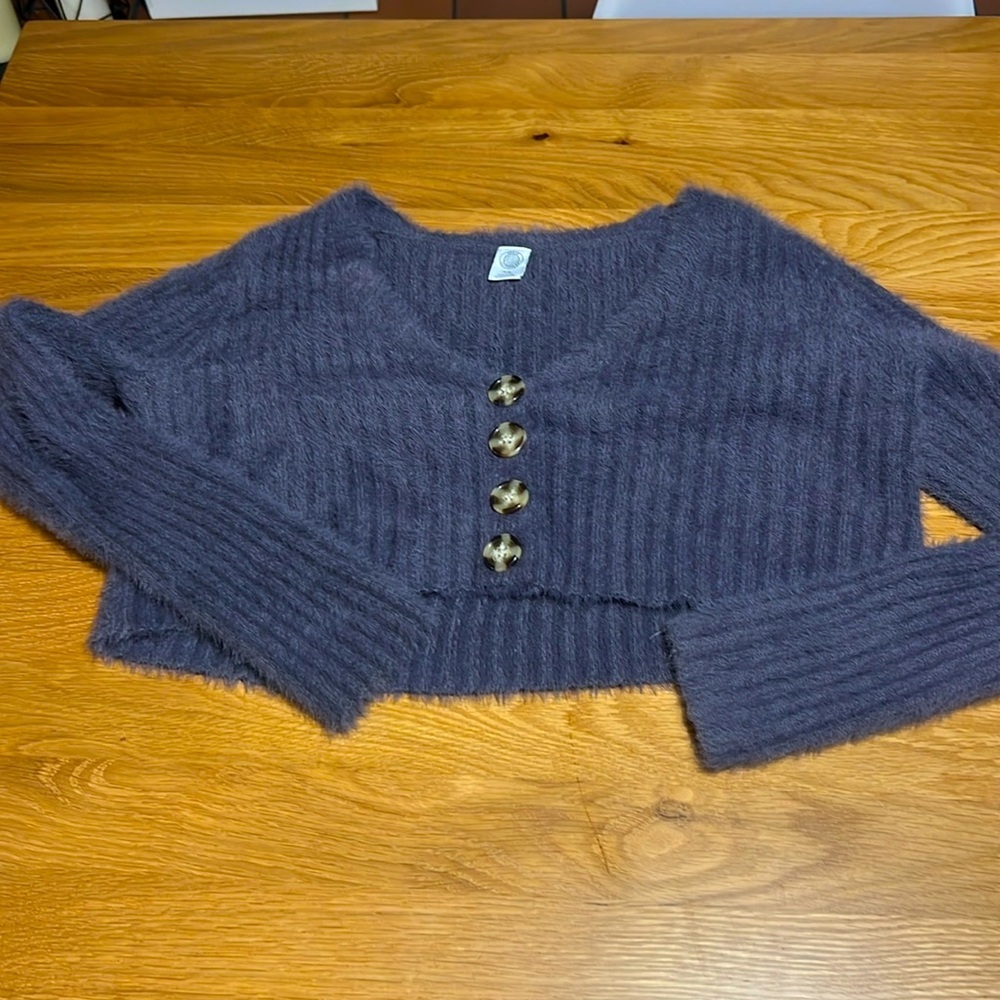 Grey Blue Urban Outfitters Crop Cardigan.  Size Medium.